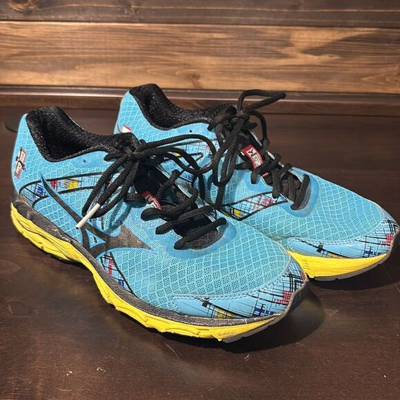 Mizunu Wave Inspire X10 Running Shoes Blue Yellow Size 10 - Picture 1 of 11